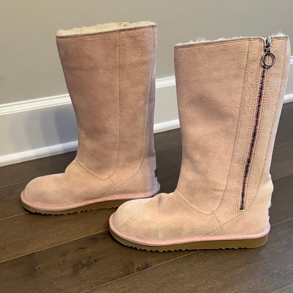 UGG Hayden Tall Boots Seashell Pink Sheepskin Shearling Size 5 Limited Edition